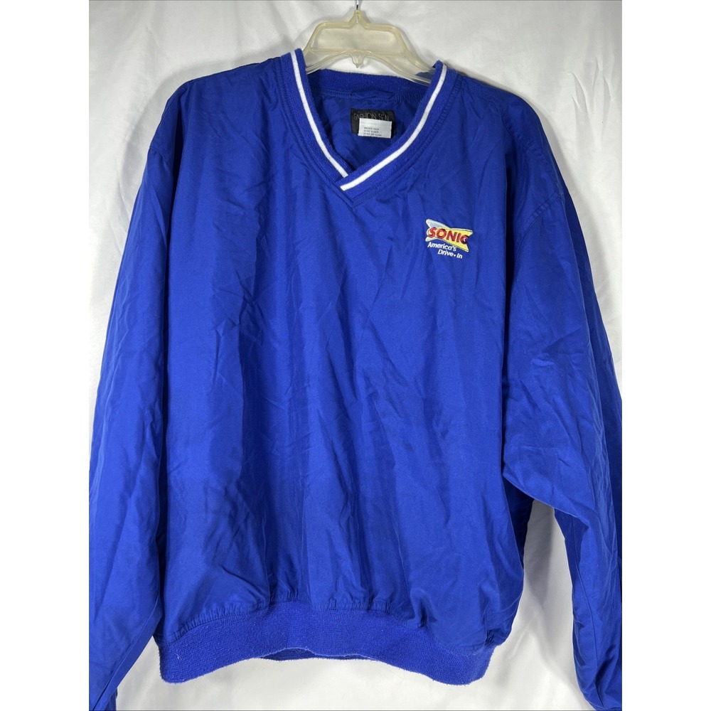 SONIC Restaurant Employee‎ Long Sleeve Blue Pullover Size Large